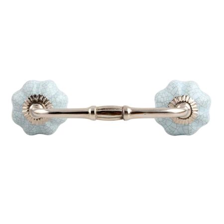 Baby Blue Crackle Ceramic Melon Bridge Handle
